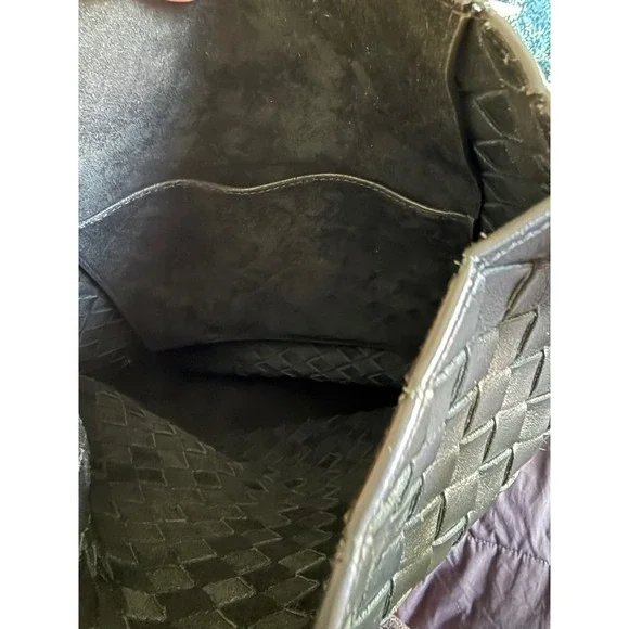 Bottega Veneta Greenish Black Leather KNOT Bucket Shoulder Bag Made in Italy - Picture 4 of 8